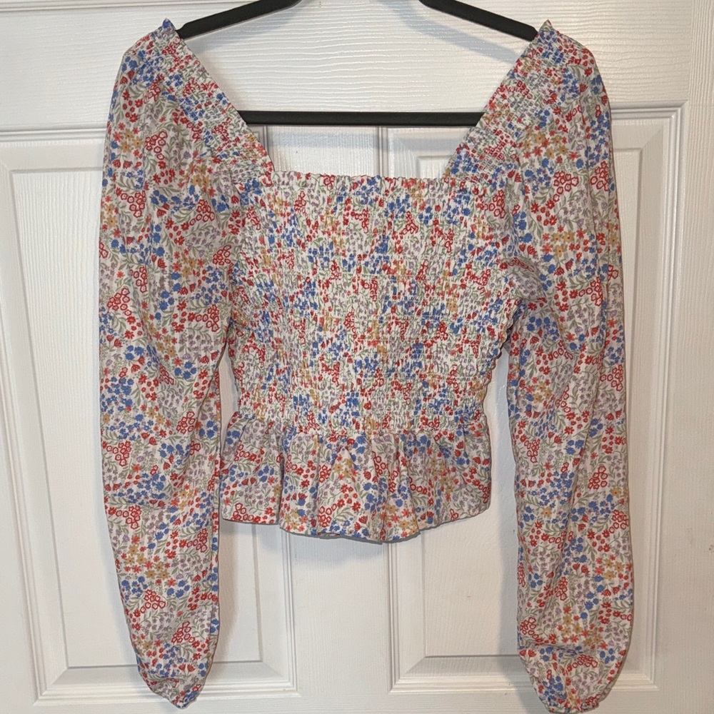 Japna Multicolor Floral Smocked Blouse